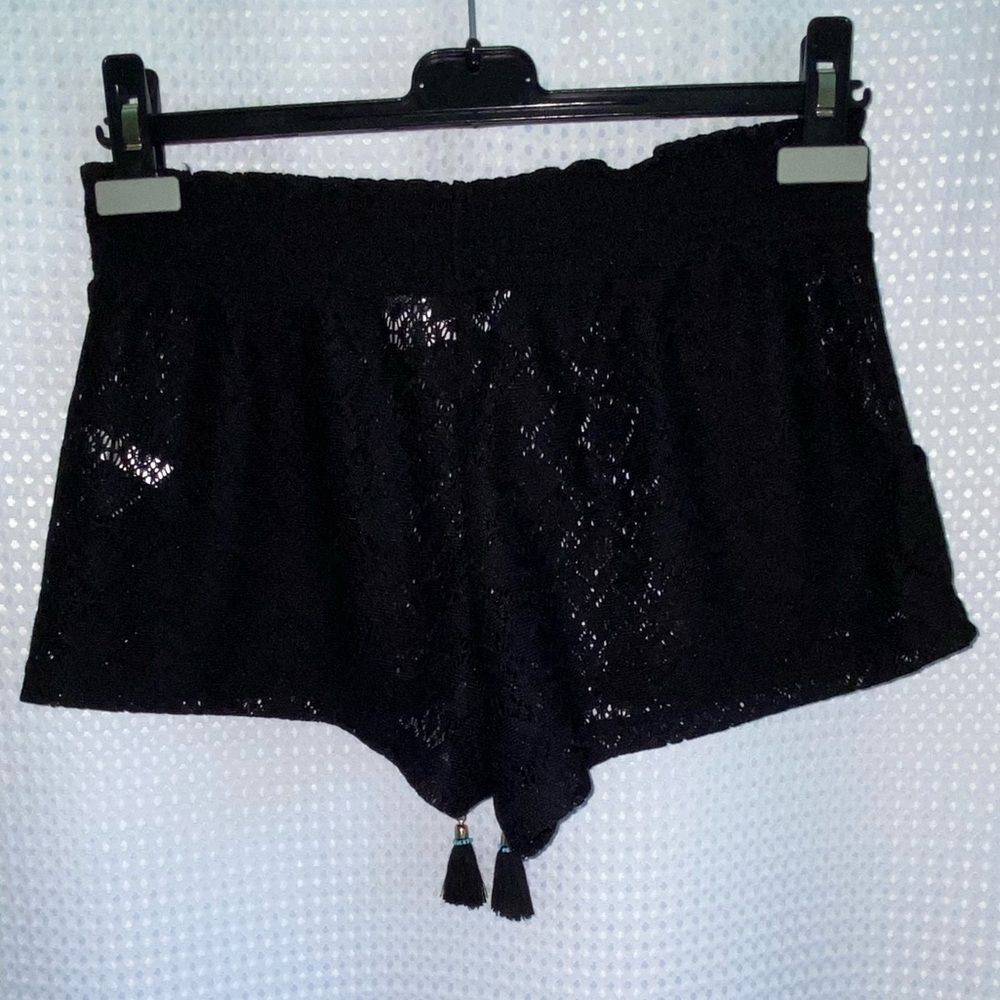 La Vie en Rose AQUA swimsuit coverup black lace shorts size Medium‎ - Picture 11 of 13